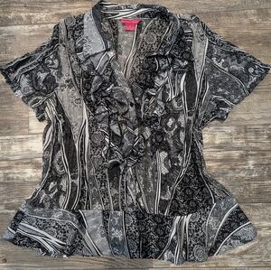 Sunny Leigh Monochrome Ruffled Blouse